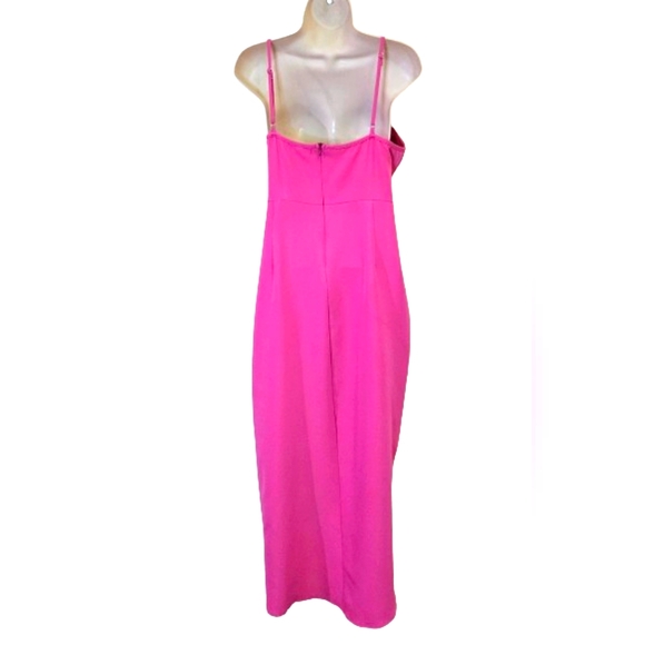 CMZ2005 Hot Pink Faux Wrap Strappy Sleeveless High/Low Cocktail Dress,Size 12-14 - Picture 3 of 14